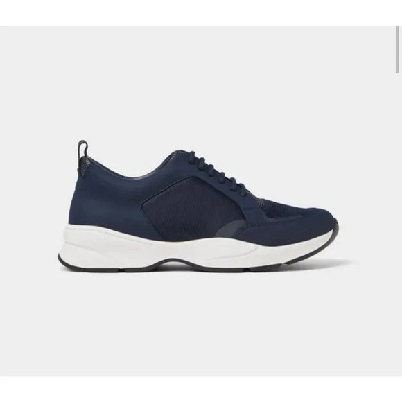 Zara Men's Contrasting Mesh & Faux Leather Sneakers in Navy Blue Size US‎ 6 - Picture 1 of 12